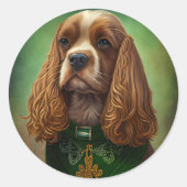 Cocker Spaniel Dog in St. Patrick's Day Dress Ronde Sticker (Voorkant)