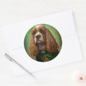 Cocker Spaniel Dog in St. Patrick's Day Dress Ronde Sticker (Envelop)