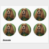 Cocker Spaniel Dog in St. Patrick's Day Dress Ronde Sticker (Vel)