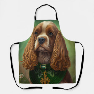 Cocker Spaniel Dog in St. Patrick's Day Dress Schort