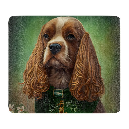 Cocker Spaniel Dog in St. Patrick's Day Dress Snijplank (Voorkant)