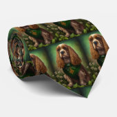 Cocker Spaniel Dog in St. Patrick's Day Dress Stropdas (Opgerold)