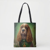 Cocker Spaniel Dog in St. Patrick's Day Dress Tote Bag (Voorkant)