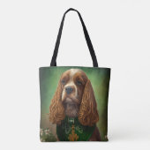 Cocker Spaniel Dog in St. Patrick's Day Dress Tote Bag (Achterkant)