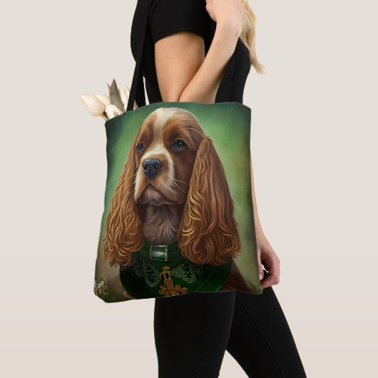 Cocker Spaniel Dog in St. Patrick's Day Dress Tote Bag (Dichtbij)