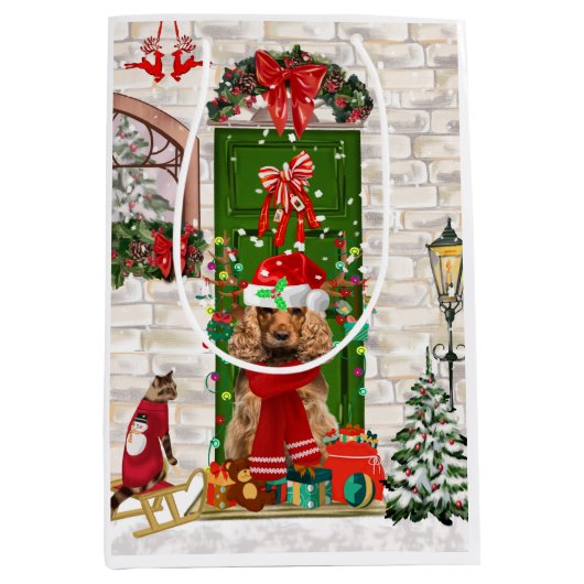 Cocker Spaniel Dog kerstcadeau Medium Cadeauzakje (Voorkant)