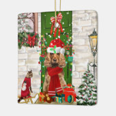 Cocker Spaniel Dog Kerstmis Keramisch Ornament (Links)