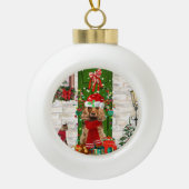 Cocker Spaniel Dog Kerstmis Keramische Bal Ornament (Voorkant)