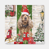 Cocker Spaniel Dog Kerstmis Magneet (Voorkant)