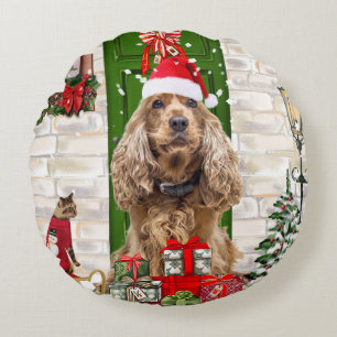 Cocker Spaniel Dog Kerstmis Rond Kussen