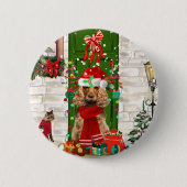 Cocker Spaniel Dog Kerstmis Ronde Button 5,7 Cm (Voorkant)
