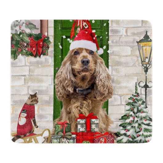 Cocker Spaniel Dog Kerstmis Snijplank (Voorkant)