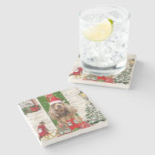 Cocker Spaniel Dog Kerstmis Stenen Onderzetter (Zijkant)