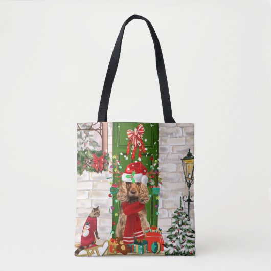 Cocker Spaniel Dog Kerstmis Tote Bag (Voorkant)