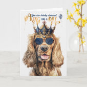 Cocker Spaniel Dog King for a Day Funny Birthday Kaart (Gele Bloem)