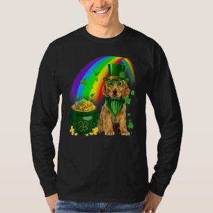 Cocker Spaniel Dog Leprechauns Coins Shamrock Patr T-shirt