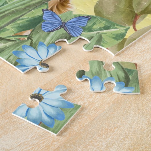 Cocker Spaniel Dog met Flowers Spring Legpuzzel (Zijkant)