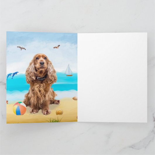 Cocker Spaniel Dog op strand Kaart (Binnen)