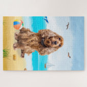 Cocker Spaniel Dog op strand Legpuzzel (Horizontaal)