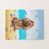 cocker spaniel dog op strand legpuzzel (Horizontaal)