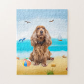 cocker spaniel dog op strand legpuzzel (Verticaal)