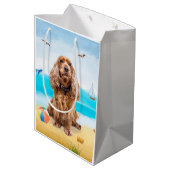Cocker Spaniel Dog op strand Medium Cadeauzakje (Achterkant Gekanteld)