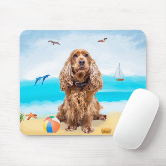 Cocker Spaniel Dog op strand Muismat (Met muis)