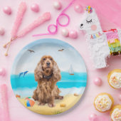 Cocker Spaniel Dog op strand Papieren Bordje (Feest)