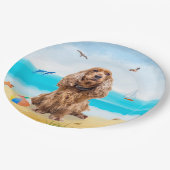 Cocker Spaniel Dog op strand Papieren Bordje (Gekanteld)