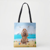 Cocker Spaniel Dog op strand Tote Bag (Voorkant)