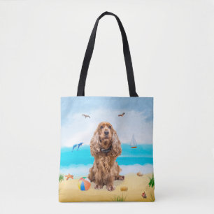 Cocker Spaniel Dog op strand Tote Bag