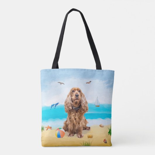Cocker Spaniel Dog op strand Tote Bag (Achterkant)