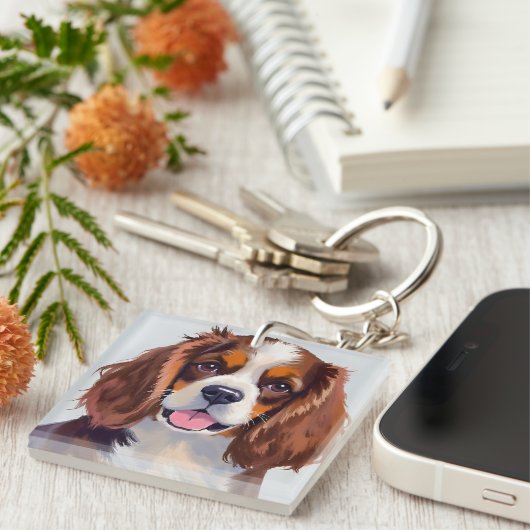 Cocker Spaniel Dog Painting Pet Sleutelhanger (Voorkant Rechts)