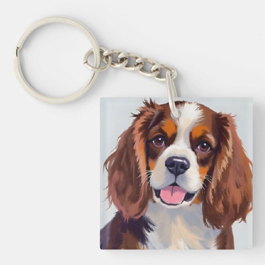 Cocker Spaniel Dog Painting Pet Sleutelhanger (Voorkant)