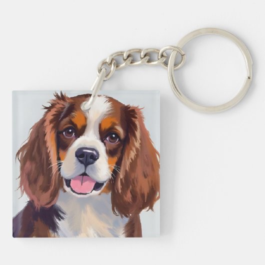 Cocker Spaniel Dog Painting Pet Sleutelhanger (Achterkant)