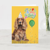 Cocker Spaniel Dog Party Hat Yellow Birthday Kaart (Voorkant)