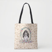 Cocker Spaniel Dog Paw Print & Dog Bone Cute Tote Bag (Voorkant)