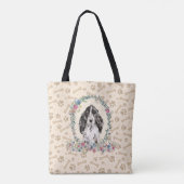 Cocker Spaniel Dog Paw Print & Dog Bone Cute Tote Bag (Achterkant)