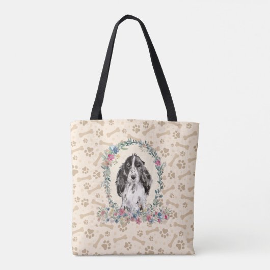 Cocker Spaniel Dog Paw Print & Dog Bone Cute Tote Bag (Achterkant)