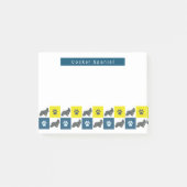 Cocker Spaniel Dog & Paw Yellow & Blue Grids Post-it® Notes (Voorkant)