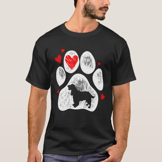 Cocker Spaniel Dog Paws Dogs Red Heart T-shirt (Voorkant)