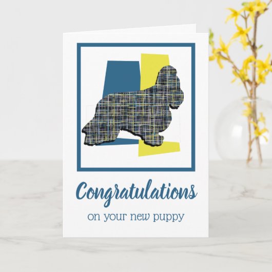 Cocker Spaniel Dog Puppy Gefeliciteerd Greep Kaart (Gele Bloem)