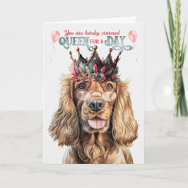 Cocker Spaniel Dog Queen voor een dag grappige ver Kaart