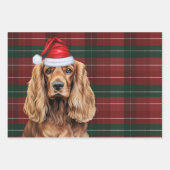 Cocker Spaniel Dog Red and Green Plaid Christmas Inpakpapier Vel (Voorkant 3)