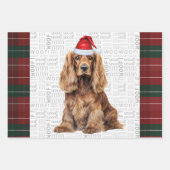Cocker Spaniel Dog Red and Green Plaid Christmas Inpakpapier Vel (Voorkant)