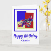 Cocker Spaniel Dog Red Blue Yellow Birthday Kaart (Gele Bloem)