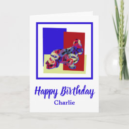 Cocker Spaniel Dog Red Blue Yellow Birthday Kaart