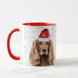 Cocker Spaniel Dog Santa Woof Christmas Mok
