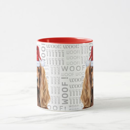 Cocker Spaniel Dog Santa Woof Christmas Mok (Midden)