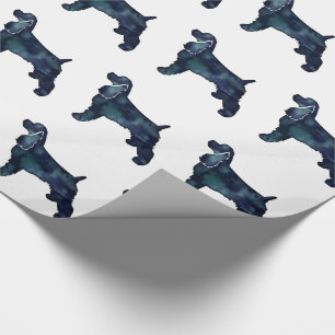 Cocker Spaniel Dog Silhouette Black Waterverf Cadeaupapier
